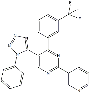 5-(1-phenyl-1H-tetraazol-5-yl)-2-(3-pyridinyl)-4-[3-(trifluoromethyl)phenyl]pyrimidine 구조식 이미지