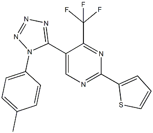 5-[1-(4-methylphenyl)-1H-tetraazol-5-yl]-2-(2-thienyl)-4-(trifluoromethyl)pyrimidine 구조식 이미지