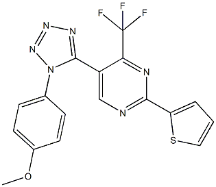 5-[1-(4-methoxyphenyl)-1H-tetraazol-5-yl]-2-(2-thienyl)-4-(trifluoromethyl)pyrimidine 구조식 이미지