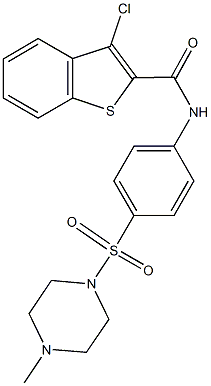 3-chloro-N-{4-[(4-methyl-1-piperazinyl)sulfonyl]phenyl}-1-benzothiophene-2-carboxamide Structure