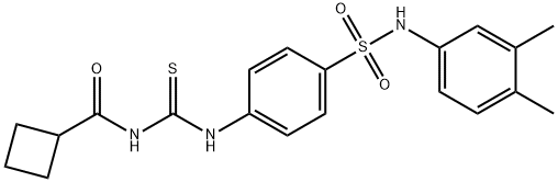 4-({[(cyclobutylcarbonyl)amino]carbothioyl}amino)-N-(3,4-dimethylphenyl)benzenesulfonamide 구조식 이미지