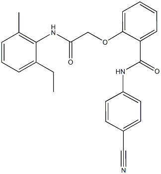 N-(4-cyanophenyl)-2-[2-(2-ethyl-6-methylanilino)-2-oxoethoxy]benzamide 구조식 이미지