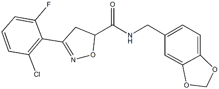 N-(1,3-benzodioxol-5-ylmethyl)-3-(2-chloro-6-fluorophenyl)-4,5-dihydro-5-isoxazolecarboxamide Structure