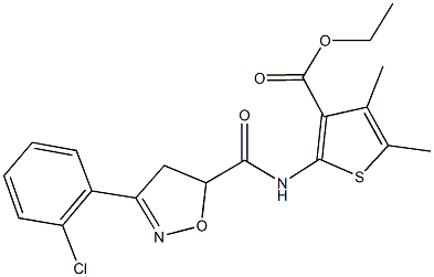 ethyl 2-({[3-(2-chlorophenyl)-4,5-dihydro-5-isoxazolyl]carbonyl}amino)-4,5-dimethyl-3-thiophenecarboxylate 구조식 이미지