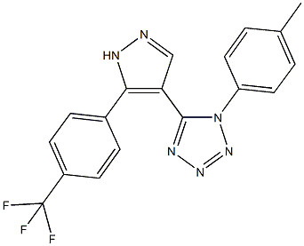 1-(4-methylphenyl)-5-{5-[4-(trifluoromethyl)phenyl]-1H-pyrazol-4-yl}-1H-tetraazole 구조식 이미지