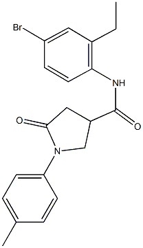 N-(4-bromo-2-ethylphenyl)-1-(4-methylphenyl)-5-oxo-3-pyrrolidinecarboxamide Structure