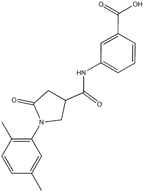 3-({[1-(2,5-dimethylphenyl)-5-oxo-3-pyrrolidinyl]carbonyl}amino)benzoic acid Structure