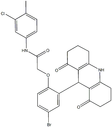 2-[4-bromo-2-(1,8-dioxo-1,2,3,4,5,6,7,8,9,10-decahydro-9-acridinyl)phenoxy]-N-(3-chloro-4-methylphenyl)acetamide Structure