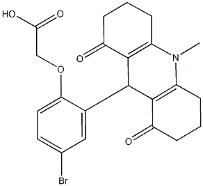 [4-bromo-2-(10-methyl-1,8-dioxo-1,2,3,4,5,6,7,8,9,10-decahydro-9-acridinyl)phenoxy]acetic acid Structure