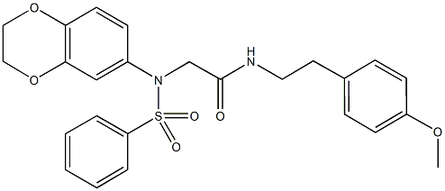 2-[2,3-dihydro-1,4-benzodioxin-6-yl(phenylsulfonyl)amino]-N-[2-(4-methoxyphenyl)ethyl]acetamide Structure