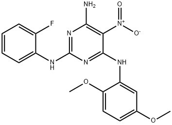 N~4~-(2,5-dimethoxyphenyl)-N~2~-(2-fluorophenyl)-5-nitro-2,4,6-pyrimidinetriamine Structure