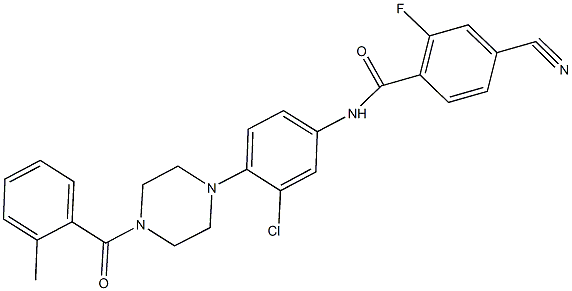 N-{3-chloro-4-[4-(2-methylbenzoyl)-1-piperazinyl]phenyl}-4-cyano-2-fluorobenzamide 구조식 이미지
