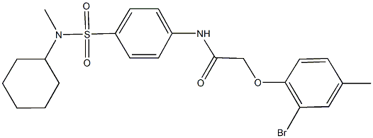 2-(2-bromo-4-methylphenoxy)-N-(4-{[cyclohexyl(methyl)amino]sulfonyl}phenyl)acetamide 구조식 이미지