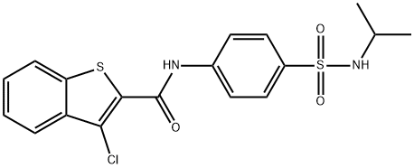 3-chloro-N-{4-[(isopropylamino)sulfonyl]phenyl}-1-benzothiophene-2-carboxamide 구조식 이미지