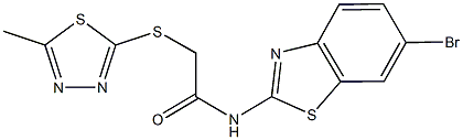 N-(6-bromo-1,3-benzothiazol-2-yl)-2-[(5-methyl-1,3,4-thiadiazol-2-yl)sulfanyl]acetamide 구조식 이미지