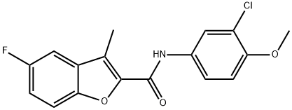 N-(3-chloro-4-methoxyphenyl)-5-fluoro-3-methyl-1-benzofuran-2-carboxamide 구조식 이미지