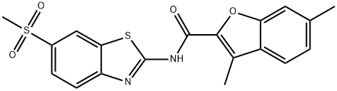 3,6-dimethyl-N-[6-(methylsulfonyl)-1,3-benzothiazol-2-yl]-1-benzofuran-2-carboxamide 구조식 이미지