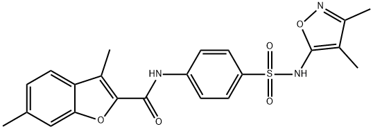 N-(4-{[(3,4-dimethyl-5-isoxazolyl)amino]sulfonyl}phenyl)-3,6-dimethyl-1-benzofuran-2-carboxamide Structure