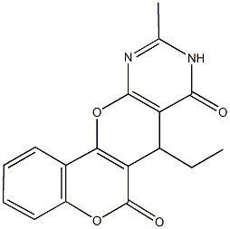 7-ethyl-10-methyl-7,9-dihydro-6H,8H-chromeno[3',4':5,6]pyrano[2,3-d]pyrimidine-6,8-dione 구조식 이미지