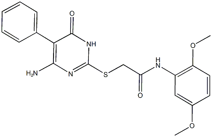 2-[(4-amino-6-oxo-5-phenyl-1,6-dihydro-2-pyrimidinyl)sulfanyl]-N-(2,5-dimethoxyphenyl)acetamide 구조식 이미지