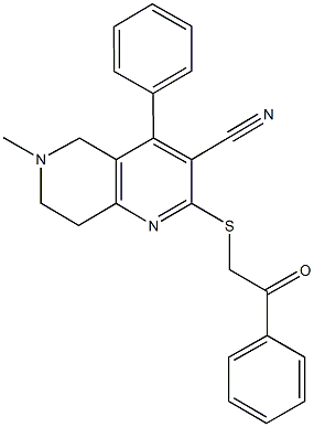 6-methyl-2-[(2-oxo-2-phenylethyl)sulfanyl]-4-phenyl-5,6,7,8-tetrahydro[1,6]naphthyridine-3-carbonitrile 구조식 이미지