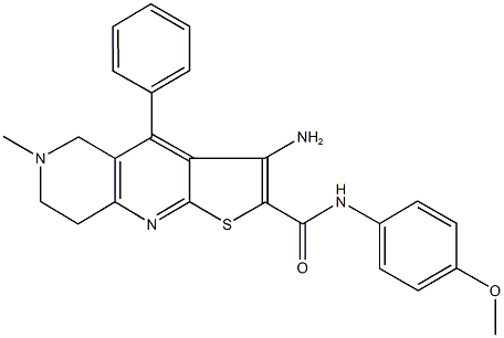 3-amino-N-(4-methoxyphenyl)-6-methyl-4-phenyl-5,6,7,8-tetrahydrothieno[2,3-b][1,6]naphthyridine-2-carboxamide Structure