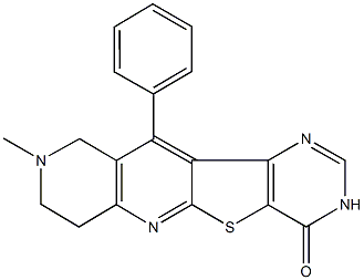 9-methyl-11-phenyl-7,8,9,10-tetrahydropyrimido[4',5':4,5]thieno[2,3-b][1,6]naphthyridin-4(3H)-one 구조식 이미지