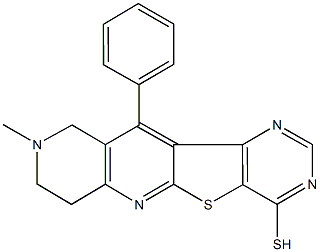 9-methyl-11-phenyl-7,8,9,10-tetrahydropyrimido[4',5':4,5]thieno[2,3-b][1,6]naphthyridin-4-yl hydrosulfide Structure