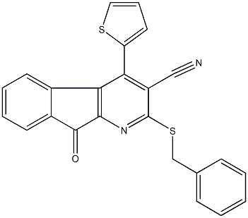 2-(benzylsulfanyl)-9-oxo-4-(2-thienyl)-9H-indeno[2,1-b]pyridine-3-carbonitrile Structure