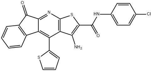 3-amino-N-(4-chlorophenyl)-9-oxo-4-(2-thienyl)-9H-indeno[2,1-b]thieno[3,2-e]pyridine-2-carboxamide 구조식 이미지