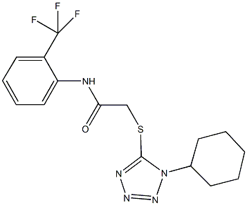 2-[(1-cyclohexyl-1H-tetraazol-5-yl)sulfanyl]-N-[2-(trifluoromethyl)phenyl]acetamide 구조식 이미지