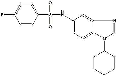 N-(1-cyclohexyl-1H-benzimidazol-5-yl)-4-fluorobenzenesulfonamide 구조식 이미지