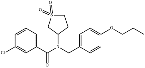 3-chloro-N-(1,1-dioxidotetrahydro-3-thienyl)-N-(4-propoxybenzyl)benzamide Structure