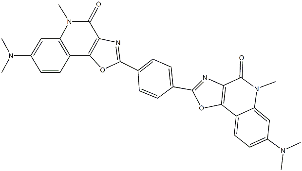 7-(dimethylamino)-2-{4-[7-(dimethylamino)-5-methyl-4-oxo-4,5-dihydro[1,3]oxazolo[4,5-c]quinolin-2-yl]phenyl}-5-methyl[1,3]oxazolo[4,5-c]quinolin-4(5H)-one 구조식 이미지
