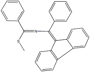 methyl N-[9H-fluoren-9-ylidene(phenyl)methyl]benzenecarbimidothioate Structure