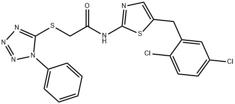 N-[5-(2,5-dichlorobenzyl)-1,3-thiazol-2-yl]-2-[(1-phenyl-1H-tetraazol-5-yl)sulfanyl]acetamide Structure