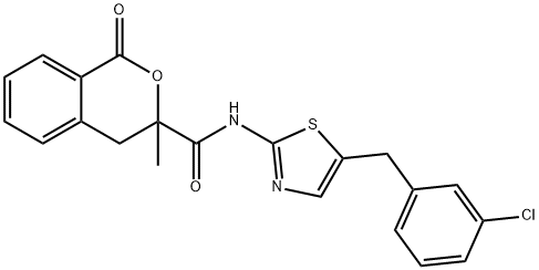 N-[5-(3-chlorobenzyl)-1,3-thiazol-2-yl]-3-methyl-1-oxo-3,4-dihydro-1H-isochromene-3-carboxamide 구조식 이미지