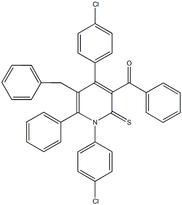 [5-benzyl-1,4-bis(4-chlorophenyl)-6-phenyl-2-thioxo-1,2-dihydro-3-pyridinyl](phenyl)methanone Structure