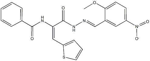 N-[1-[(2-{5-nitro-2-methoxybenzylidene}hydrazino)carbonyl]-2-(2-thienyl)vinyl]benzamide 구조식 이미지