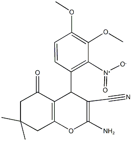 2-amino-4-{2-nitro-3,4-dimethoxyphenyl}-7,7-dimethyl-5-oxo-5,6,7,8-tetrahydro-4H-chromene-3-carbonitrile Structure