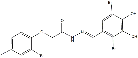 2-(2-bromo-4-methylphenoxy)-N'-(2,5-dibromo-3,4-dihydroxybenzylidene)acetohydrazide 구조식 이미지