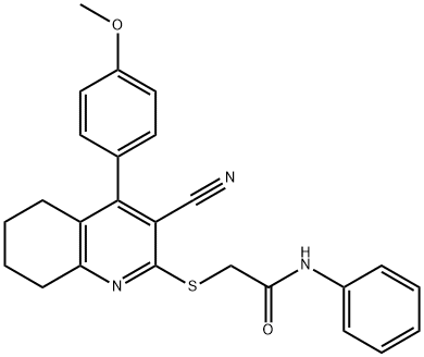 2-{[3-cyano-4-(4-methoxyphenyl)-5,6,7,8-tetrahydro-2-quinolinyl]sulfanyl}-N-phenylacetamide 구조식 이미지