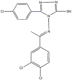 5-(4-chlorophenyl)-4-{[1-(3,4-dichlorophenyl)ethylidene]amino}-4H-1,2,4-triazole-3-thiol 구조식 이미지