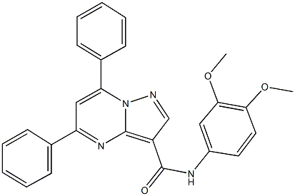 N-(3,4-dimethoxyphenyl)-5,7-diphenylpyrazolo[1,5-a]pyrimidine-3-carboxamide 구조식 이미지