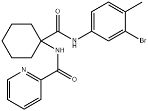 N-{1-[(3-bromo-4-methylanilino)carbonyl]cyclohexyl}-2-pyridinecarboxamide 구조식 이미지