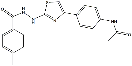 N-(4-{2-[2-(4-methylbenzoyl)hydrazino]-1,3-thiazol-4-yl}phenyl)acetamide Structure