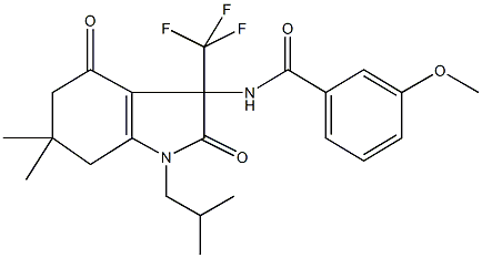 N-[1-isobutyl-6,6-dimethyl-2,4-dioxo-3-(trifluoromethyl)-2,3,4,5,6,7-hexahydro-1H-indol-3-yl]-3-methoxybenzamide Structure