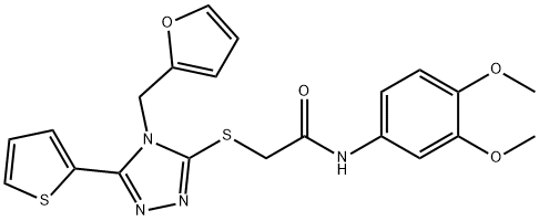 N-(3,4-dimethoxyphenyl)-2-{[4-(2-furylmethyl)-5-(2-thienyl)-4H-1,2,4-triazol-3-yl]sulfanyl}acetamide 구조식 이미지