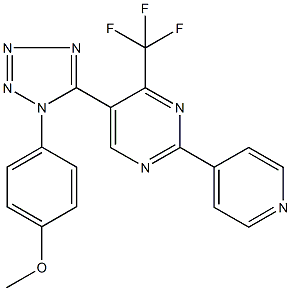 5-[1-(4-methoxyphenyl)-1H-tetraazol-5-yl]-2-(4-pyridinyl)-4-(trifluoromethyl)pyrimidine Structure