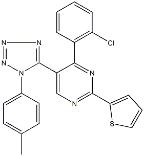 4-(2-chlorophenyl)-5-[1-(4-methylphenyl)-1H-tetraazol-5-yl]-2-(2-thienyl)pyrimidine Structure